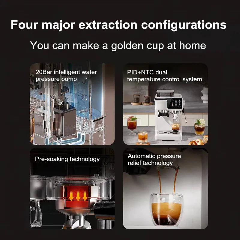 2-in-1 Cold & Hot Coffee Maker with Built-in Grinder & Milk Frother